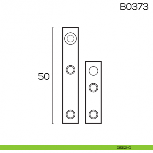 Cerniera a perno diritta con piastra per mobili 50 mm B0373 disegno