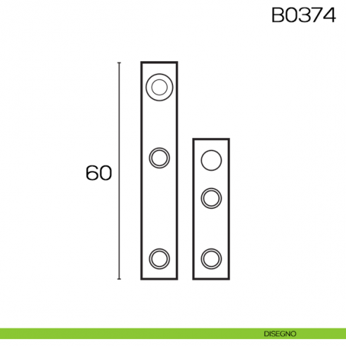Cerniera a perno diritta con piastra per mobili 60 mm B0374 disegno