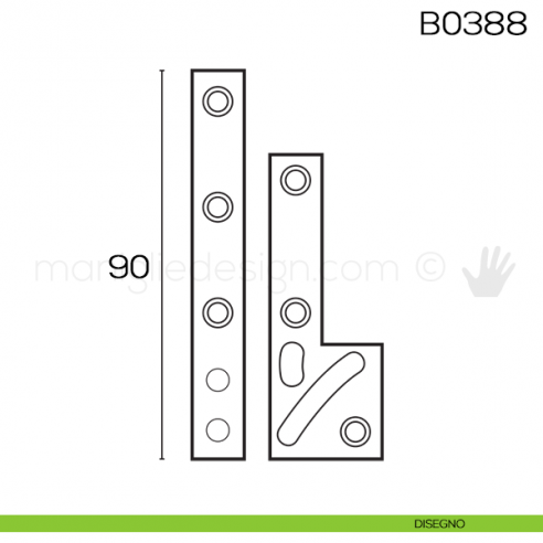 Cerniera a perno eccentrico per mobili 90 mm B0388 disegno