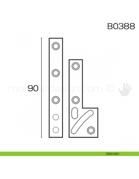 Cerniera a perno eccentrico per mobili 90 mm B0388 disegno
