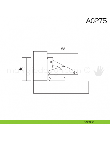 Cerniera senza scodellino per mobili A0275 disegno