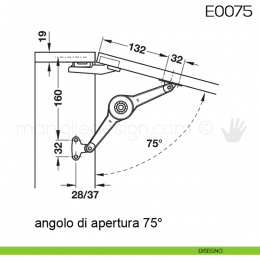 Snodo Huwil per sportelli a ribalta E0075 2