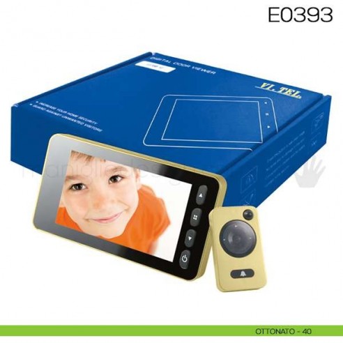 Spioncino digitale con fotocamera ad infrarossi e sensore di movimento VI.TEL. E0393 ottonato