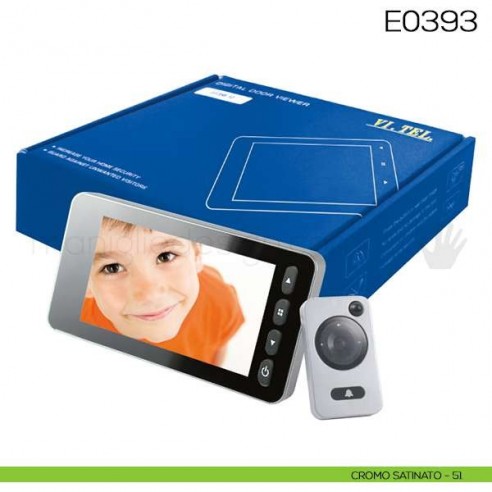 Spioncino digitale con fotocamera ad infrarossi e sensore di movimento VI.TEL. E0393 cromo satinato