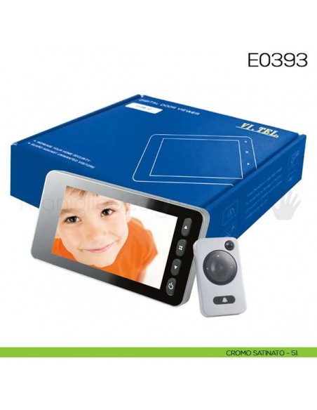 Spioncino digitale con fotocamera ad infrarossi e sensore di movimento VI.TEL. E0393 cromo satinato