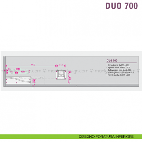Scorrevole per contenitori a 2 ante complanari Duo Caimi Export 70 cm disegno