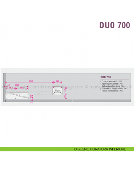 Scorrevole per contenitori a 2 ante complanari Duo Caimi Export 70 cm disegno