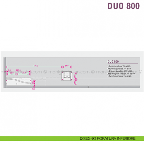 Scorrevole per contenitori a 2 ante complanari Duo Caimi Export 80 cm disegno