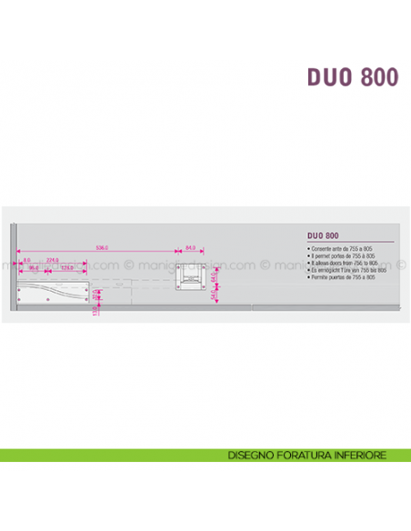 Scorrevole per contenitori a 2 ante complanari Duo Caimi Export 80 cm disegno