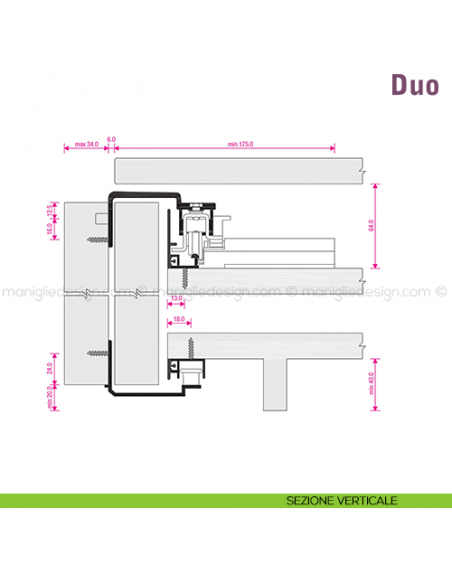 Scorrevole per contenitori a 2 ante complanari Duo Caimi Export 80 cm