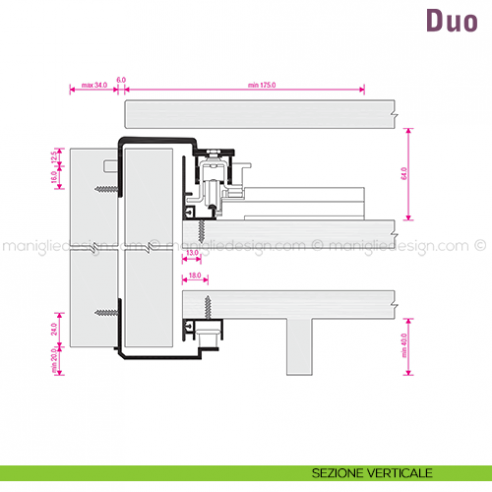 Scorrevole per contenitori a 2 ante complanari Duo Caimi Export 900 cm disegno
