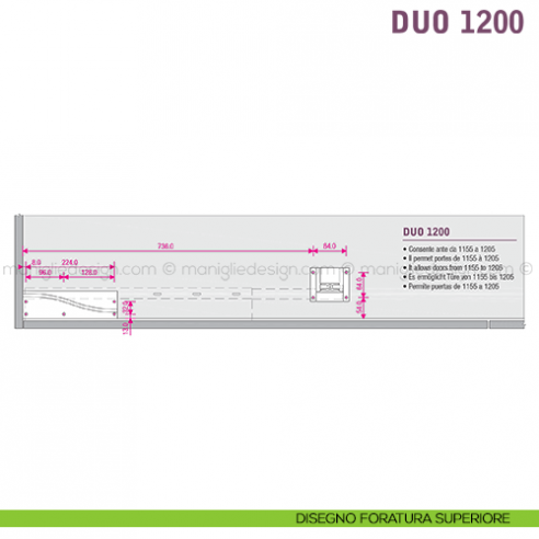 Scorrevole per contenitori a 2 ante complanari Duo Caimi Export 1200 cm disegno