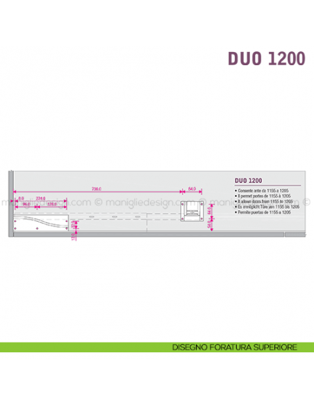 Scorrevole per contenitori a 2 ante complanari Duo Caimi Export 1200 cm disegno