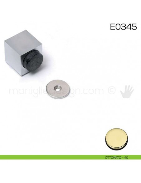 Fermaporta quadrato in metallo con magnete Vi.Tel. E0346 ottonato