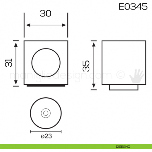 Fermaporta quadrato in metallo con magnete Vi.Tel. E0346 disegno