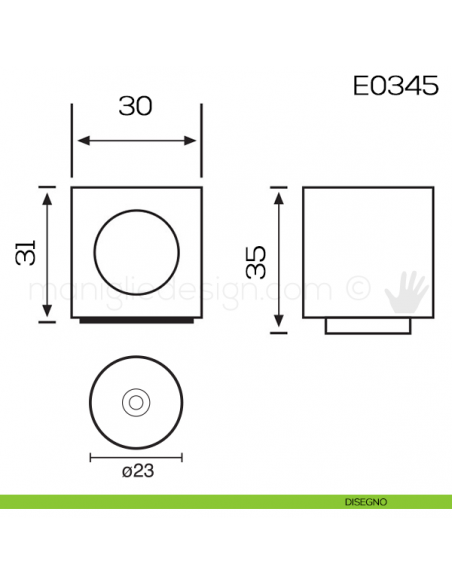 Fermaporta quadrato in metallo con magnete Vi.Tel. E0346 disegno