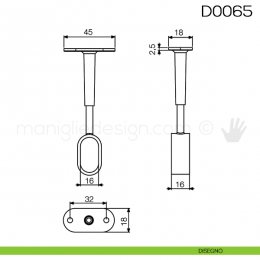 Reggitubo ovale centrale regolabile foro chiuso cromato Vi.Tel. D0065 2