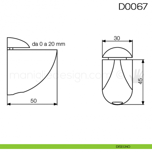 Reggimensola per mensole in vetro Vi.Tel. D0067 disegno