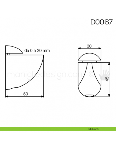 Reggimensola per mensole in vetro Vi.Tel. D0067 disegno