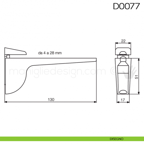 Reggimensola per mensole in vetro Vi.Tel. D0077 disegno