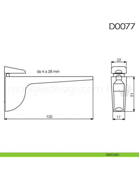 Reggimensola per mensole in vetro Vi.Tel. D0077 disegno