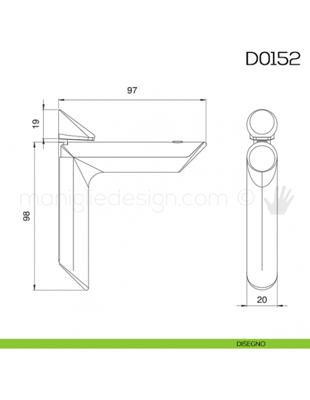 Reggimensola per mensole in vetro e legno Vi.Tel. D0152 disegno