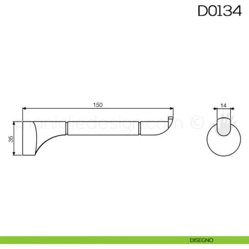 Reggimensola per mensole in vetro Vi.Tel. D0134 misura mm 150 disegno