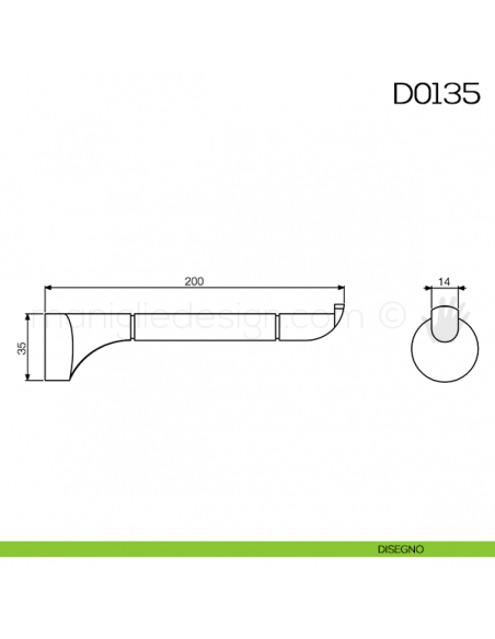 Reggimensola per mensole in vetro Vi.Tel. D0135 misura mm 200 disegno