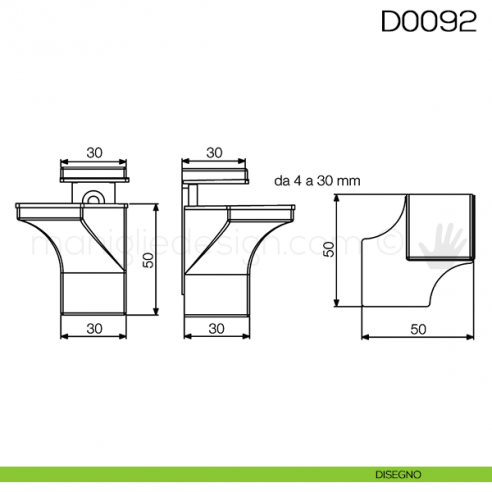 Reggimensola per mensole in vetro Vi.Tel. D0092 disegno