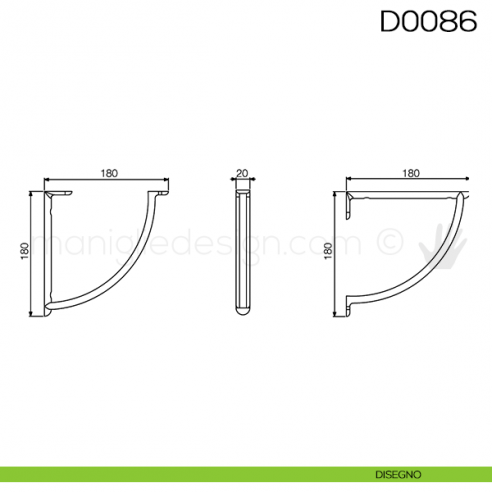 Reggimensola per mensole in legno Vi.Tel. D0086 misura mm 180 disegno