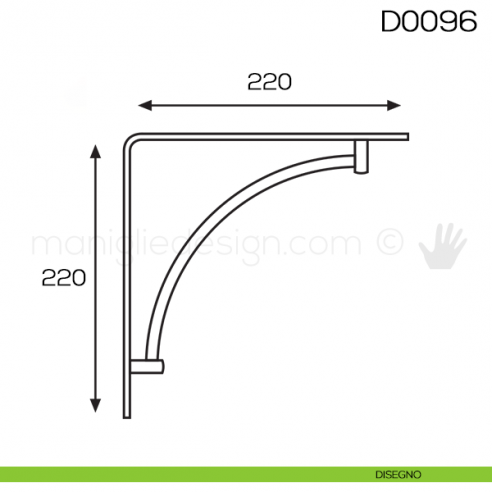 Reggimensola in acciaio per mensole in legno Vi.Tel. D0096 mm 220 disegno