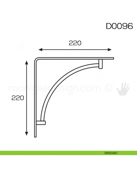 Reggimensola in acciaio per mensole in legno Vi.Tel. D0096 mm 220 disegno