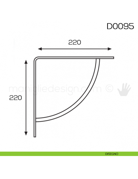 Reggimensola in acciaio per mensole in legno Vi.Tel. D0095 mm 220 disegno