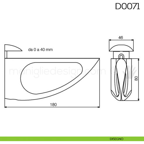 Reggimensola per mensole in legno e vetro Vi.Tel. D0071 disegno