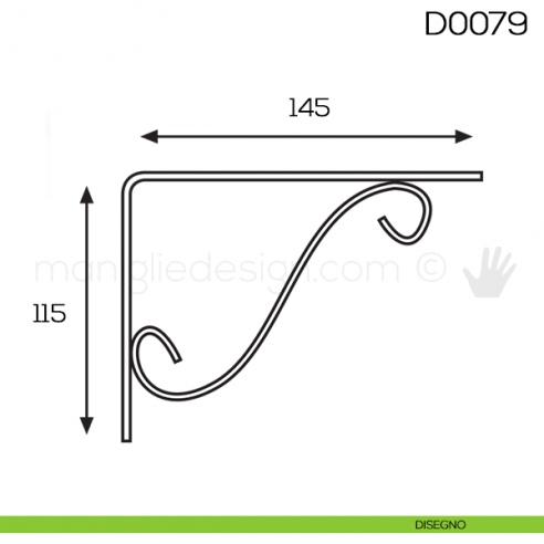 Reggimensola in ferro battuto per legno Vi.Tel. D0079 mm 115x145 disegno