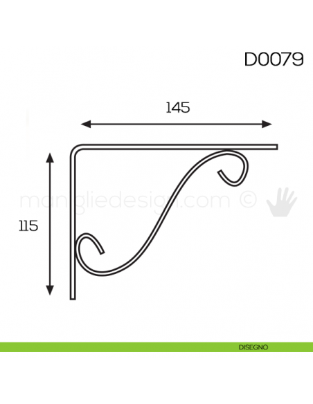 Reggimensola in ferro battuto per legno Vi.Tel. D0079 mm 115x145 disegno