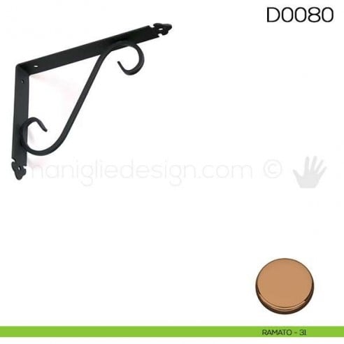 Reggimensola in ferro battuto per legno Vi.Tel. D0080 mm 175x230 ramato