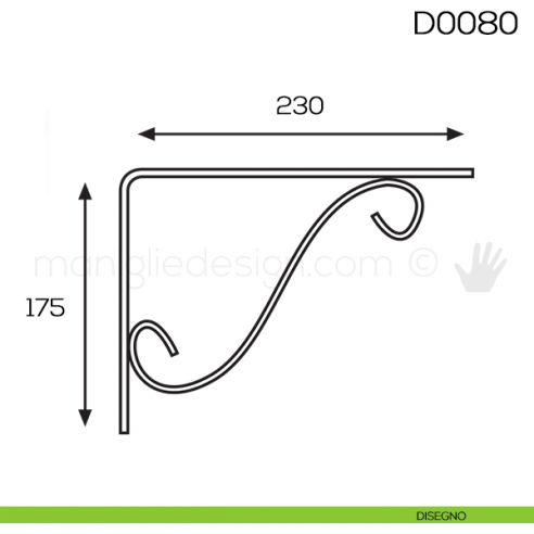 Reggimensola in ferro battuto per legno Vi.Tel. D0080 mm 175x230 disegno