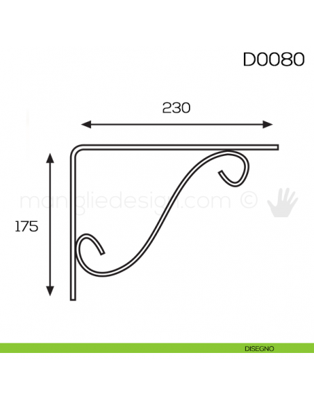Reggimensola in ferro battuto per legno Vi.Tel. D0080 mm 175x230 disegno