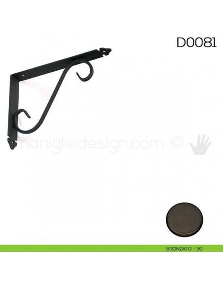 Reggimensola in ferro battuto per legno Vi.Tel. D0081 mm 230x275 bronzato