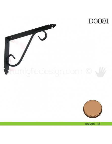 Reggimensola in ferro battuto per legno Vi.Tel. D0081 mm 230x275 ramato