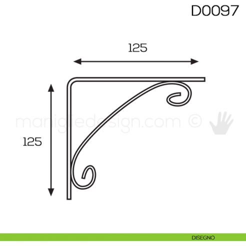 Reggimensola in ferro per legno Vi.Tel. D0097 mm 125x125 disegno