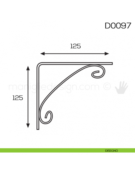 Reggimensola in ferro per legno Vi.Tel. D0097 mm 125x125 disegno