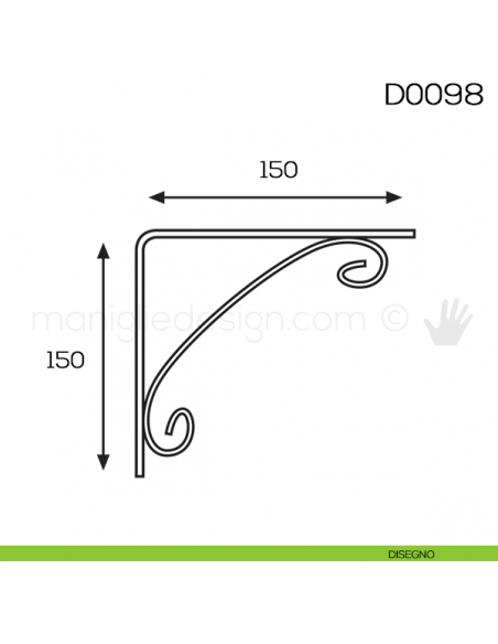 Reggimensola in ferro per legno Vi.Tel. D0098 mm 150x150 disegno
