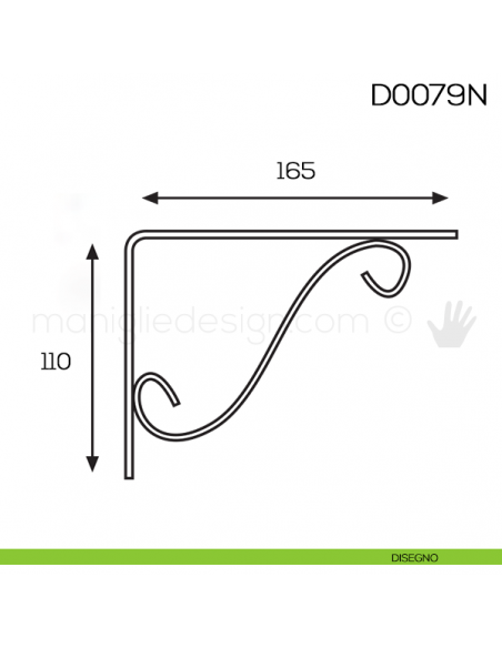 Reggimensola in ferro nero per legno Vi.Tel. D0079N mm 110x165 disegno