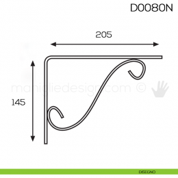 Reggimensola in ferro nero per legno Vi.Tel. D0080N mm 145x205 2
