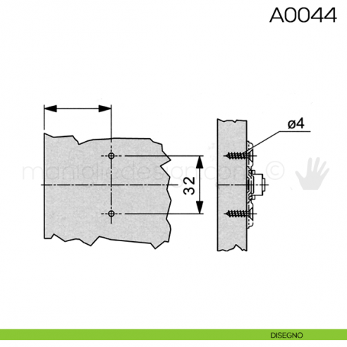 Base di montaggio per cerniere Mepla A0044 disegno