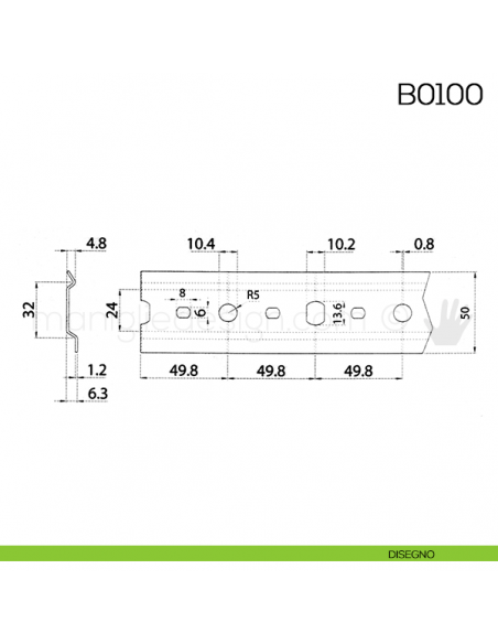 Barra appendipensili metri 2 Vi.Tel. B0100 disegno