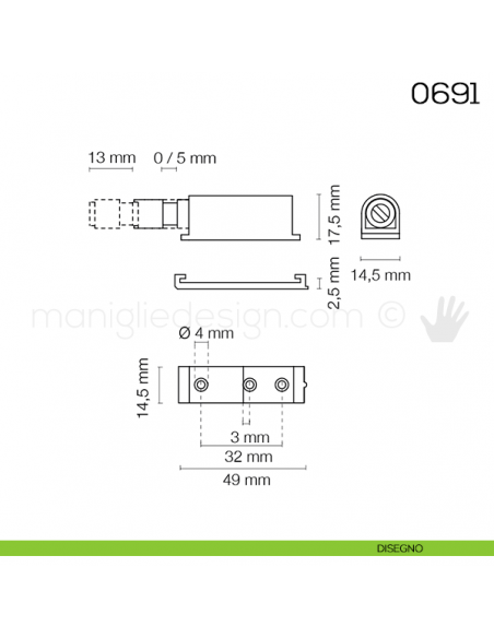 Cricchetto a scatto regolabile con magnete corsa mm.13 Maco 0691 disegno