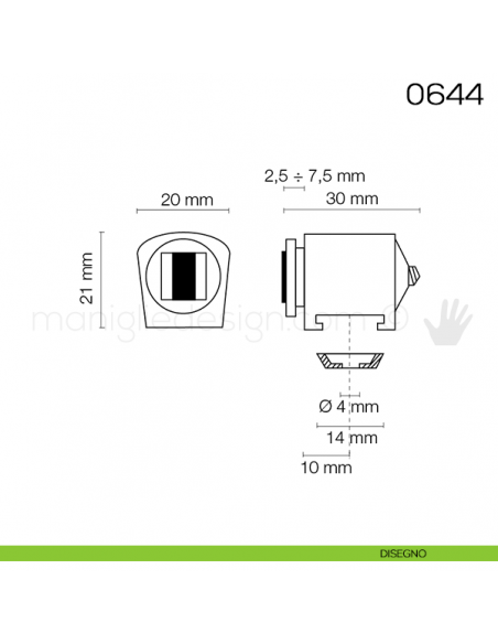 Chiusura magnetica da applicare con premontaggio in metallo Maco 0644 disegno